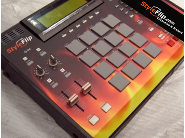 Akai MCP-2500 Styleflip Custom Skin Black Red Flame