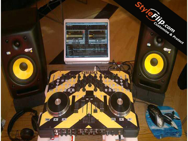 American Audio VMS 4 Cyberdex Yellow Black Tape Custom Skin