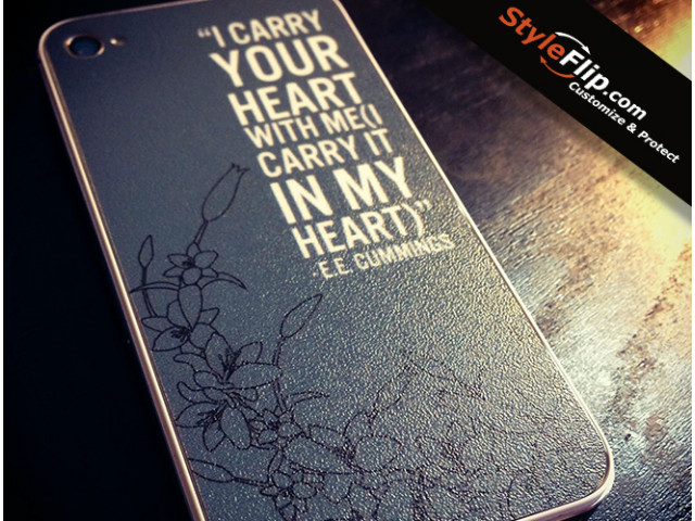 Custom Grey iPhone Styleflip Skin Quote Flowers