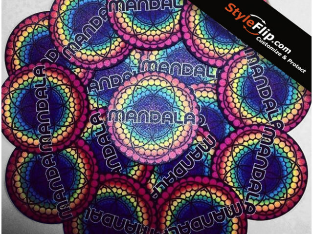 Custom Stickers Circle Vinyl Geometric Design Rainbow Colors