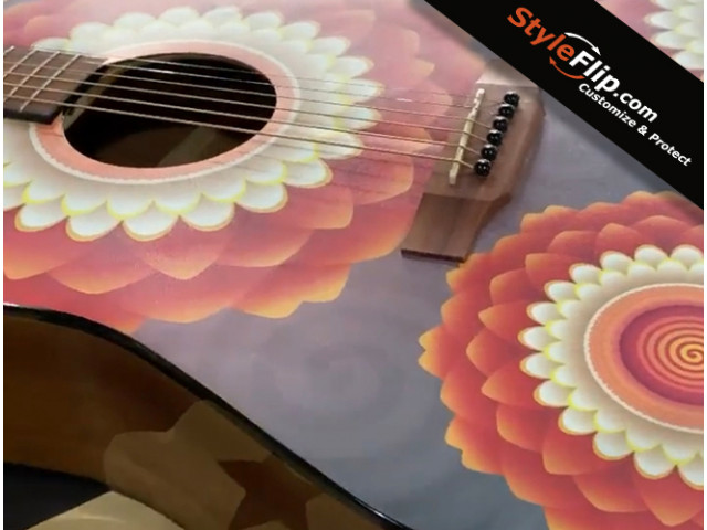 Fender FT-100 Acoustic Guitat Flower Skin 2