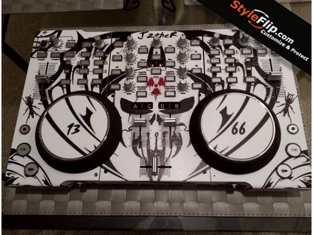 Hercules RMX Custom Styleflip Black White Skin Decal Skull