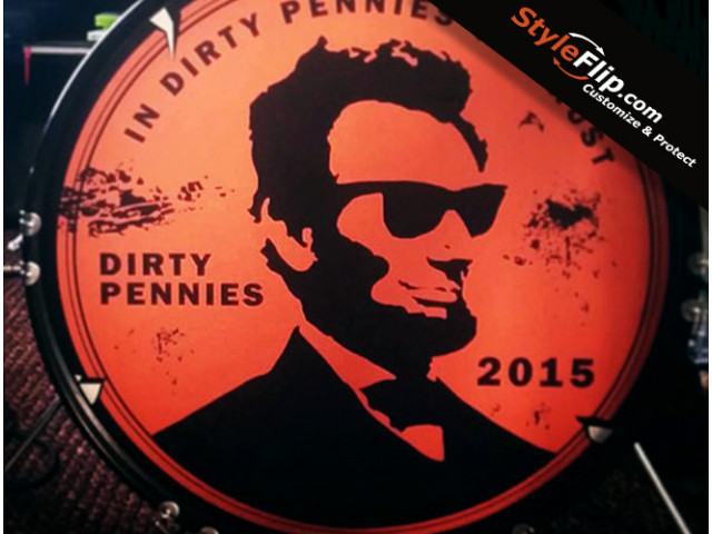 Kick Drum Skin Custom Dirty Pennies 24 Inch Decal