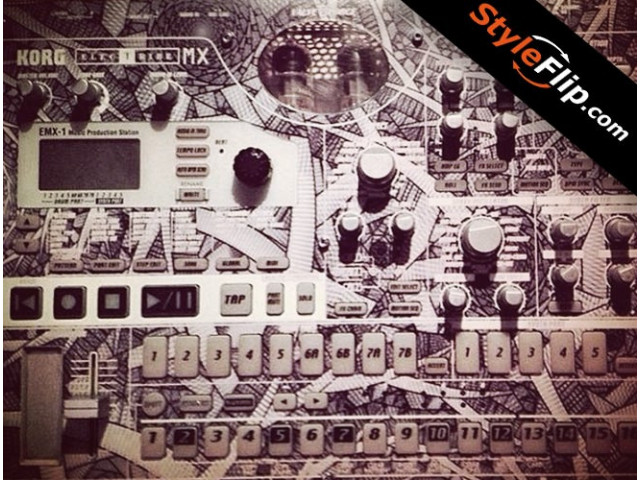 Korg Electribe MX Styleflip Skin Custom White Black Decal