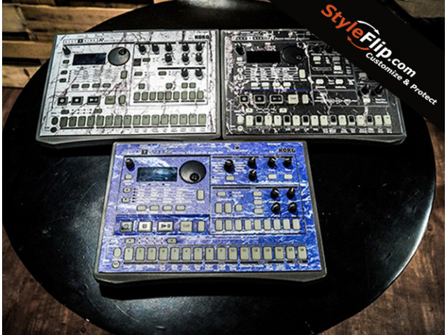 Korg Electribes Custom Marble Skins Blue White Black