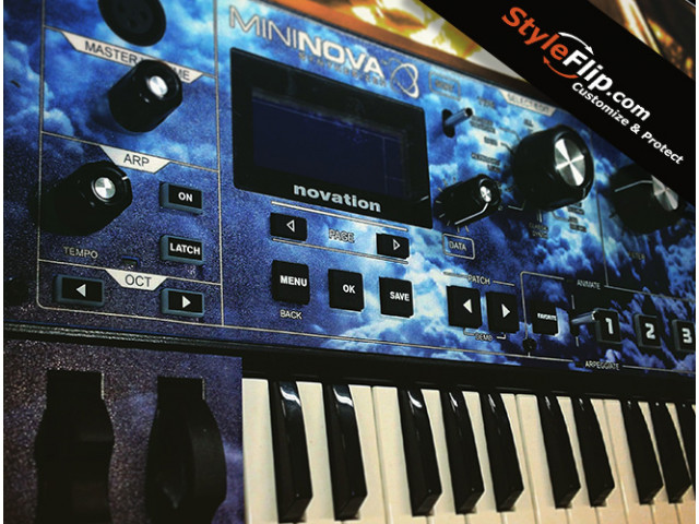Novation Mini Nova Synthesizer Blue Lightning Clouds Skin