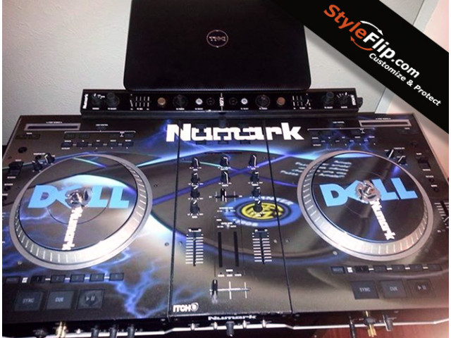 Numark NS7 Custom Styleflip Black Blue Skin Decal Dell