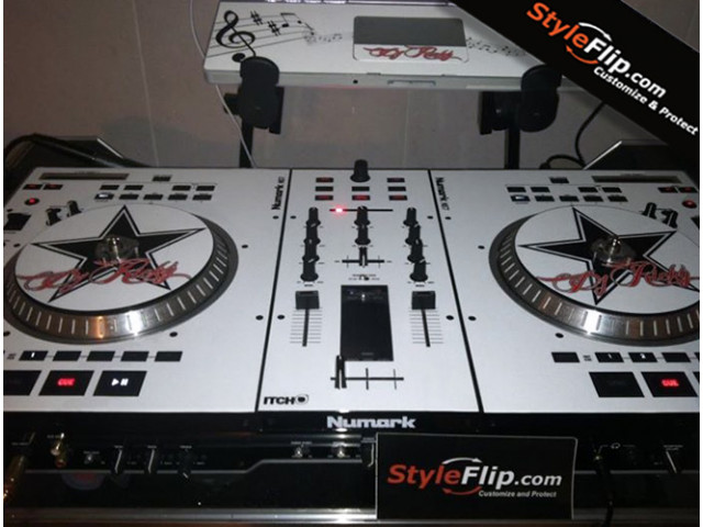 Numark NS7 Custom Styleflip White Skin Decal Black Star