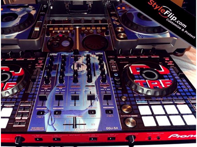 Pioneer DDJ-SX Custom Styleflip Skin Decal Black Red DJ Tre
