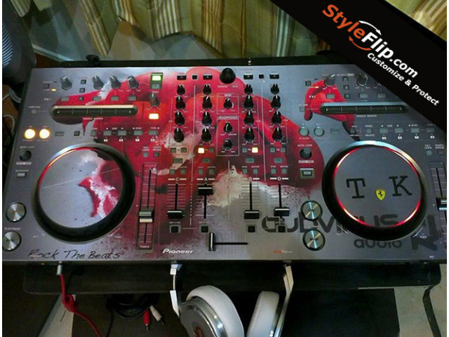 Pioneer DDJ T1 Custom Styleflip Skin Red Abstract Gray