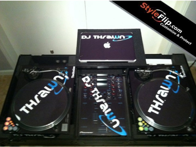 Pioneer DJM 909 Technics SL 1200 Apple MackBook Slipmat Custom DJ THRAWN Black Blue