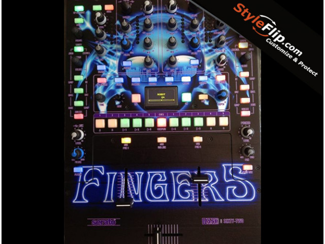 Rane Sixty Two Custom Skin Finger 5 Black Blue Abstract Glow