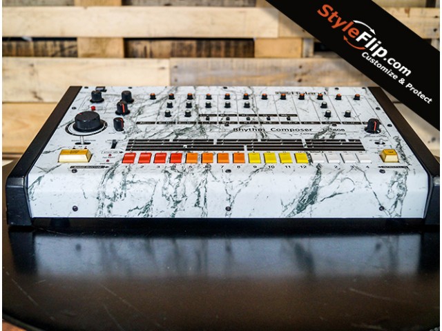 Roland TR-808 Custom White Marble Styleflip Skin - Front