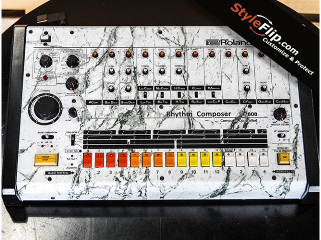 Roland TR-808 Custom White Marble Styleflip Skin - Top
