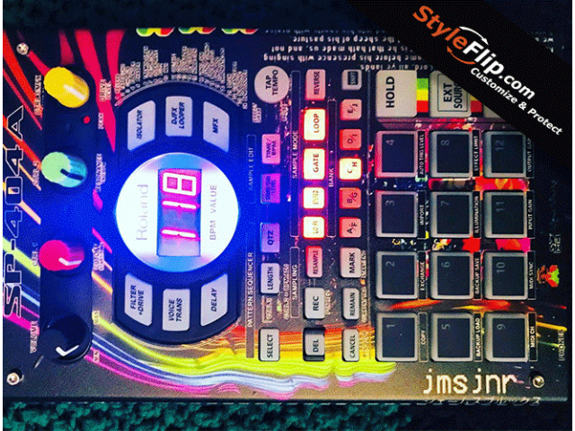 Roland SP 404 A Custom Skin Decal Psychedelic Swirl Styleflip