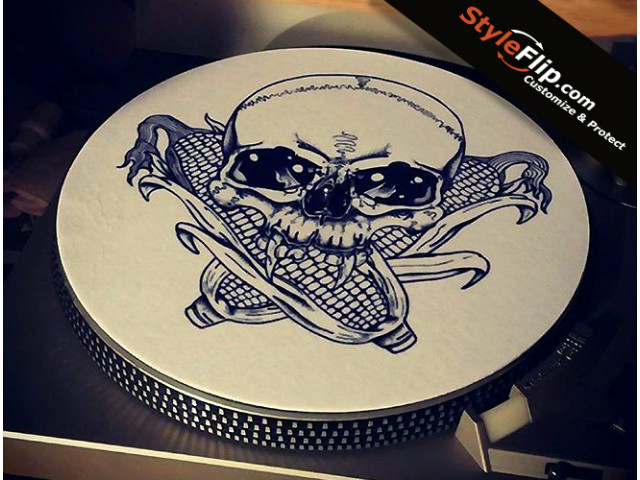 Slipmat General White Skull Styleflip Custom Dust Cover