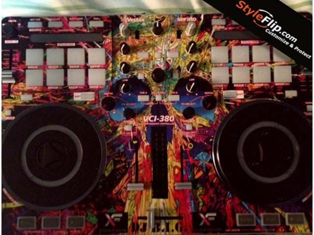 Vestax VCI-380 Styleflip Custom Skin Decal Colorful Skull