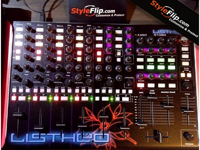 Vestax VCM-600 Styleflip Custom Black Skin Decal Flower