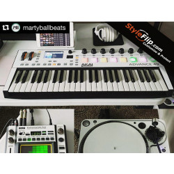 Custom Akai Advance 49 White Blue Styleflip Skin Clean