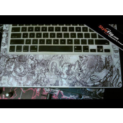Macbook Pro Custom Inside Skin Oki Tee Black White Drawing