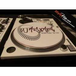 Slipmat Custom Skin DJ Music Manic Black Dots Red Text